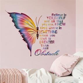 img 4 attached to Bespoke Inspire Your Inner Butterfly Quote Wall Decals Stickers, Oversized Motivational Phrase Décor for Teenage Girls' Bedroom, Living Room Art, Empowering & Positive Women Home Kitchen Decoration