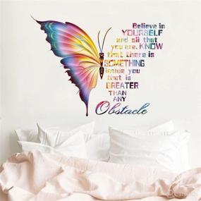 img 2 attached to Bespoke Inspire Your Inner Butterfly Quote Wall Decals Stickers, Oversized Motivational Phrase Décor for Teenage Girls' Bedroom, Living Room Art, Empowering & Positive Women Home Kitchen Decoration