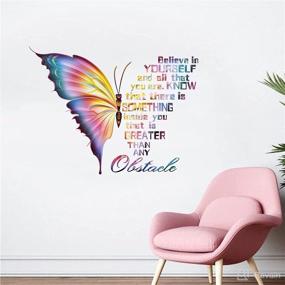 img 1 attached to Bespoke Inspire Your Inner Butterfly Quote Wall Decals Stickers, Oversized Motivational Phrase Décor for Teenage Girls' Bedroom, Living Room Art, Empowering & Positive Women Home Kitchen Decoration