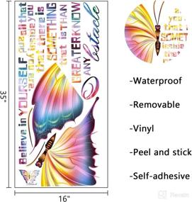 img 3 attached to Bespoke Inspire Your Inner Butterfly Quote Wall Decals Stickers, Oversized Motivational Phrase Décor for Teenage Girls' Bedroom, Living Room Art, Empowering & Positive Women Home Kitchen Decoration