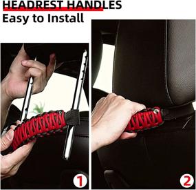 img 2 attached to 🚙 TolleSonne Jeep Wrangler Grab Handles & Headrest Grip Set (RED): Enhance Interior Accessories for JL JLU JK JKU TJ YJ LJ & Gladiator JT 1987-2021