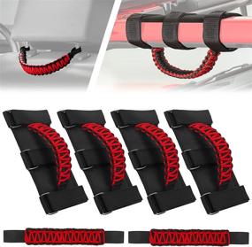 img 4 attached to 🚙 TolleSonne Jeep Wrangler Grab Handles & Headrest Grip Set (RED): Enhance Interior Accessories for JL JLU JK JKU TJ YJ LJ & Gladiator JT 1987-2021