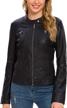 fahsyee women's faux leather moto jacket - zip up motorcycle style pu biker coat, slim fit outwear for women logo