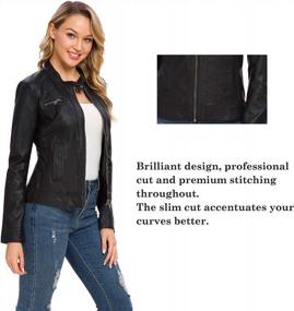 img 2 attached to Fahsyee Women'S Faux Leather Moto Jacket - Zip Up Motorcycle Style PU Biker Coat, Slim Fit Outwear For Women
