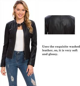 img 3 attached to Fahsyee Women'S Faux Leather Moto Jacket - Zip Up Motorcycle Style PU Biker Coat, Slim Fit Outwear For Women