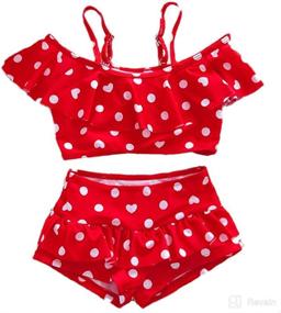 img 1 attached to 👙 Cute Red Swimsuits for Baby Girls: 2-Piece White Dot Skirt Swimwear Sets