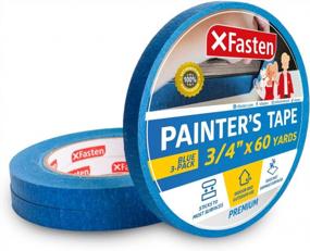 img 4 attached to XFasten Professional Blue Painters Tape 3/4 Inch x 60 Yards (3-Pack) - Clean Release Wall Trim Tape for Sharp Lines and Residue-Free Artisan Grade Finish