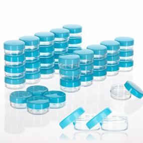 img 4 attached to ZEJIA 100 шт. голубые пробники для макияжа с крышками - 5 граммовые косметические контейнеры для удобного хранения