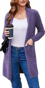 img 4 attached to Women'S Long Sleeve Fuzzy Knit Cardigan Sweater With Pockets - Open Front Chunky Design