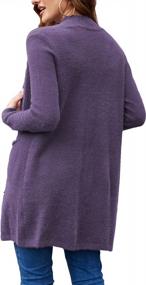img 2 attached to Women'S Long Sleeve Fuzzy Knit Cardigan Sweater With Pockets - Open Front Chunky Design