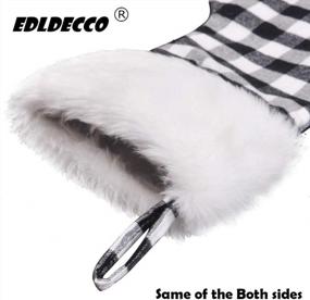 img 1 attached to EDLDECCO 20.5 Inch Christmas Snowy White Faux Fur Black And White Plaid Stocking For Holiday Party Decorations Gift-One Piece