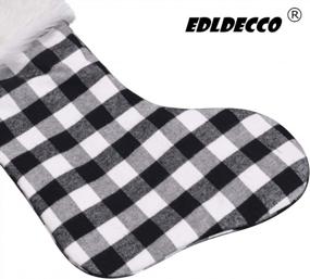img 2 attached to EDLDECCO 20.5 Inch Christmas Snowy White Faux Fur Black And White Plaid Stocking For Holiday Party Decorations Gift-One Piece