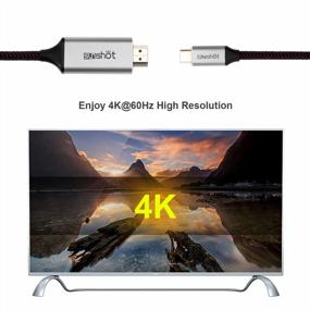 img 1 attached to USB Type C To HDMI Cable 6FT/1.8M, 2018 MacBook Pro/Air/IPad Pro, 2017 IMac, Dell XPS 13/15, Galaxy Note 9/S9 HDTV Cord - Gray