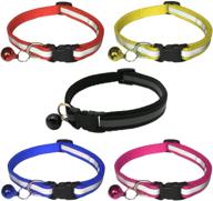 5pcs reflective cat collars with bell: durable nylon breakaway collars with safety buckles for cats, puppies, dogs логотип