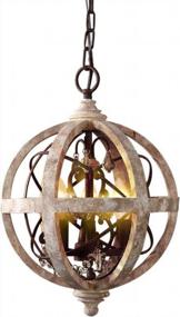 img 3 attached to Add A Rustic Charm To Your Home With KunMai'S Weathered Wooden Globe Chandelier