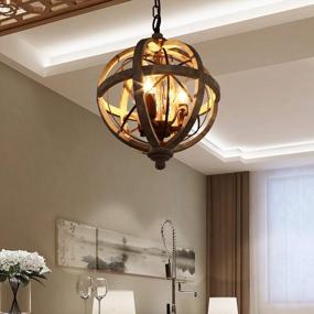 img 2 attached to Add A Rustic Charm To Your Home With KunMai'S Weathered Wooden Globe Chandelier