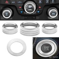 control knob covers，engine start stop sticker volume ac radio switch button decal trim aluminum alloy rings compatible with dodge challenger/charger/chrysler 300 300s (2015-2021) 4 pcs - silver logo