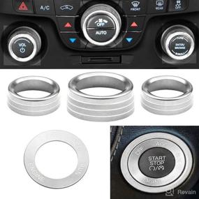 img 4 attached to Control Knob Covers，Engine Start Stop Sticker Volume AC Radio Switch Button Decal Trim Aluminum Alloy Rings Compatible With Dodge Challenger/Charger/Chrysler 300 300S (2015-2021) 4 Pcs - Silver