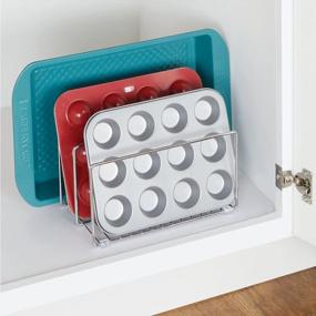 img 3 attached to Concerto Collection Steel Cookware Storage Rack For Kitchen Cabinet Pantry - 3 Slots Holds Pot Skillet Lid Cookie Sheet Baking Tray Bread Pan Bakeware Chrome