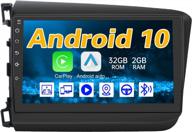 awesafe car stereo radio android 10.0 для honda civic 2012, поддержка радио с сенсорным экраном carplay android auto bluetooth wifi fm mirror link gps-навигация разделенный экран swc логотип