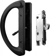 🔒 high-quality patio sliding glass door handle set with 45° mortise lock - fits various door thickness, screw hole spacing, & reversible design - non-handed, black логотип