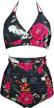 vintage-inspired floral halter high-waisted bikini set by cocoship - available in black, pink, and blue - perfect for carnival and beach day logo