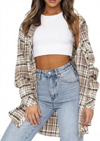 img 4 attached to Women'S Flannel Plaid Shirt: Long Sleeve, Collared Button-Down Top By Lacozy