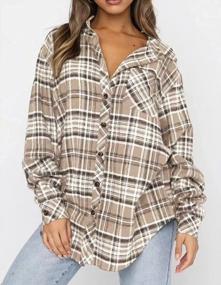 img 3 attached to Women'S Flannel Plaid Shirt: Long Sleeve, Collared Button-Down Top By Lacozy