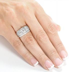 img 1 attached to Kobelli Princess Diamond Wedding Ring Set 1 Carat (Ctw) In 14K White Or Yellow Gold
