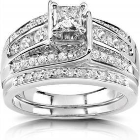 img 4 attached to Kobelli Princess Diamond Wedding Ring Set 1 Carat (Ctw) In 14K White Or Yellow Gold