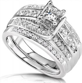 img 3 attached to Kobelli Princess Diamond Wedding Ring Set 1 Carat (Ctw) In 14K White Or Yellow Gold