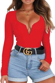 img 3 attached to 👗 HERMOCO Womens Bodysuit Leotards Sleeve: Stylish and Versatile Women's Clothing at Bodysuits Online