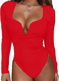 img 4 attached to 👗 HERMOCO Womens Bodysuit Leotards Sleeve: Stylish and Versatile Women's Clothing at Bodysuits Online