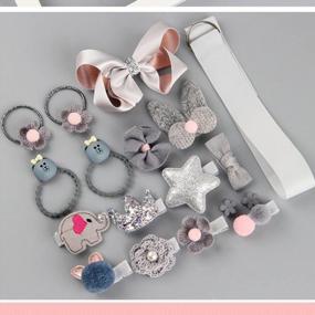 img 1 attached to 🎀 Navy Toddler Hair Accessories: 18pcs Baby Hair Ties, Clips, Bows & Headbands for Girls, Cute Rabbit-shaped Flower Lollypop Leaf Star Crown Rope Scrunchies Set - Baby Girl Gifts and Holder for Kids