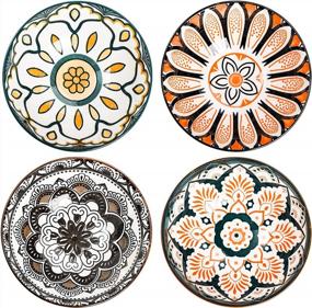 img 3 attached to 12-Pack Porcelain Bowls Set: 10Oz Floral Round Bowls For Soup, Ice Cream, Snacks & More - Dishwasher & Microwave Safe!