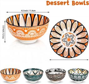 img 1 attached to 12-Pack Porcelain Bowls Set: 10Oz Floral Round Bowls For Soup, Ice Cream, Snacks & More - Dishwasher & Microwave Safe!