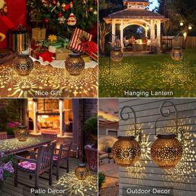 img 2 attached to 2Pack Solar Garden Lanterns Outdoor Hanging Lights - Decorative Metal Moon Star Sun For Patio, Yard, Table & Pathway Waterproof (Bronze)