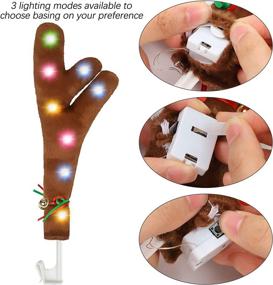 img 1 attached to 🦌 URATOT Christmas Car Reindeer Antlers Kit with LED Tail - Dark Brown Vehicle Decoration Set, Perfect Xmas Gift