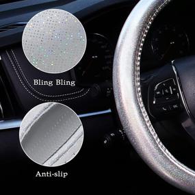 img 2 attached to AOTOMIO Bling Steering Wheel Cover Universal 15 Inch Anti-Slip Car Accessories PU Steering Wheel Protector For Women