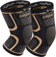 copper knee braces for pain relief and support - 2 pack sleeves for men & women, arthritis, sports injury recovery (2x-large) logo