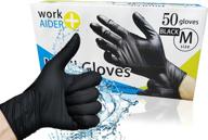 🧤 50-pack medium work aider black nitrile gloves - 3 mil latex-free for examnation, food prep, industrial cleaning - disposable logo
