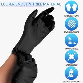 img 2 attached to 🧤 50-Pack Medium WORK AIDER Black Nitrile Gloves - 3 Mil Latex-Free for Examnation, Food Prep, Industrial Cleaning - Disposable