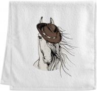 100% cotton white watercolor horse hand towels - soft & absorbent for bathroom decorations, 16x30 inches logo