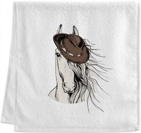 img 4 attached to 100% Cotton White Watercolor Horse Hand Towels - Soft & Absorbent For Bathroom Decorations, 16X30 Inches
