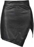 👗 choies women's black cut out mid-rise pu mini skirt with asymmetric hem - flattering and trendy logo