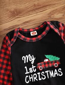 img 2 attached to My 1St Christmas Newborn Baby Boy Girl Outfit Clothes Romper Merry Christmas Plaid Sleeve Jumpsuit Infant One-Piece Clothing