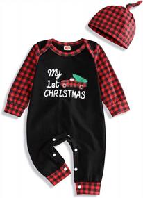 img 4 attached to My 1St Christmas Newborn Baby Boy Girl Outfit Clothes Romper Merry Christmas Plaid Sleeve Jumpsuit Infant One-Piece Clothing