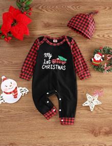 img 3 attached to My 1St Christmas Newborn Baby Boy Girl Outfit Clothes Romper Merry Christmas Plaid Sleeve Jumpsuit Infant One-Piece Clothing