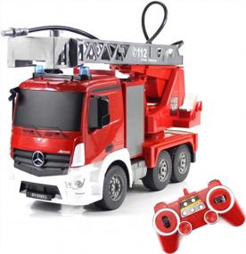 img 4 attached to Experience The Ultimate Toy Fun With Fisca RC Remote Control Fire Engine Truck - 9 Channel 2.4G With LED Lights And Simulated Sounds For Kids