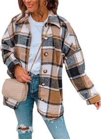 img 4 attached to 👚 Gihuo Womens Shacket Jacket in Khaki for Women's Clothing under Coats, Jackets & Vests